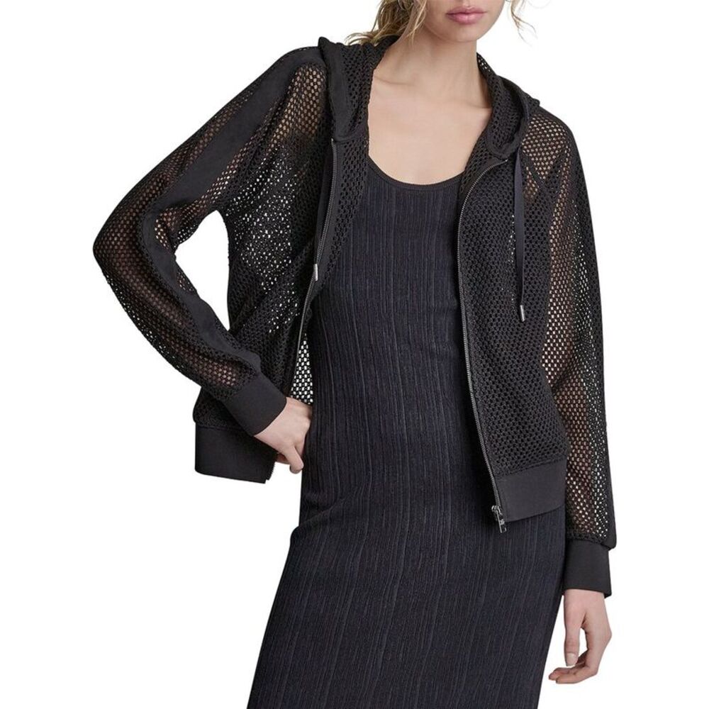 Dkny Womens Grove Crochet Jacket, Black